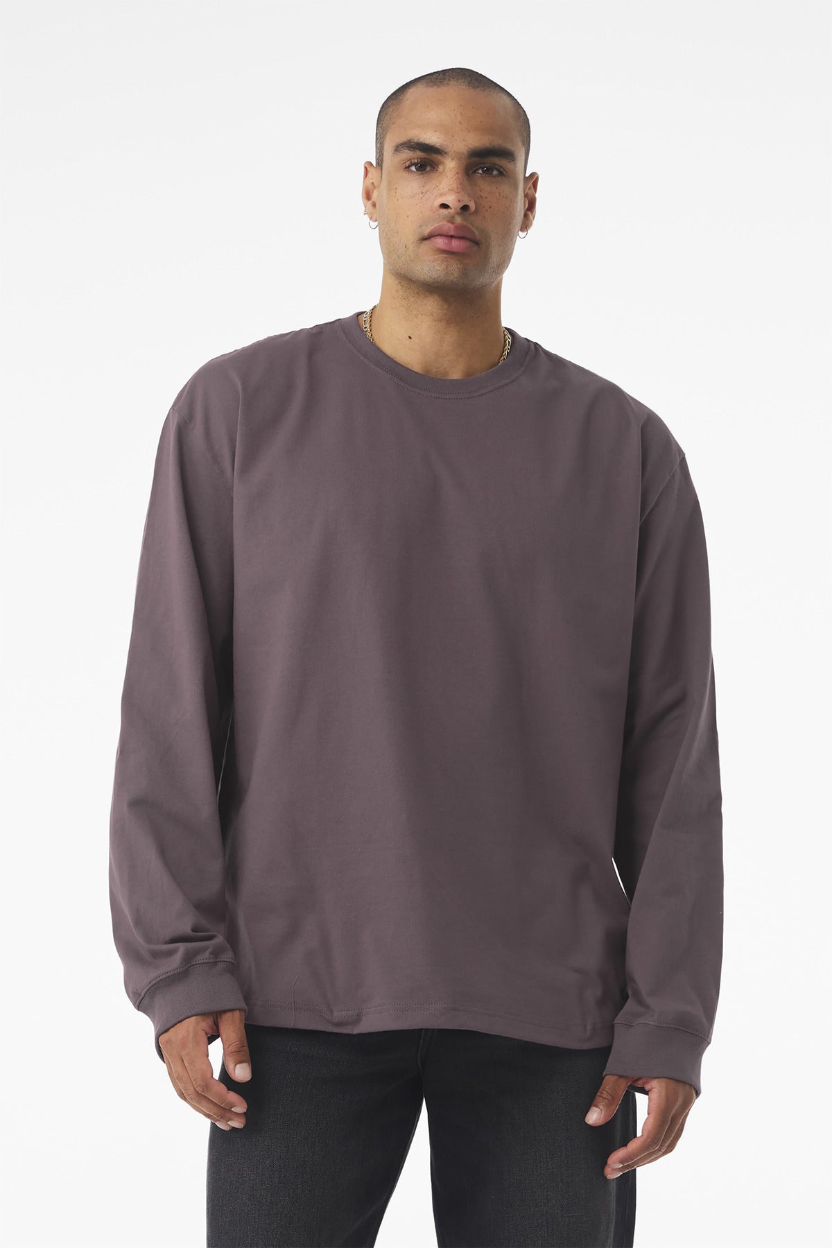 Front View of PurpleStrm BELLA+CANVAS Unisex 7.5-Ounce Heavyweight Long Sleeve Tee BC4651