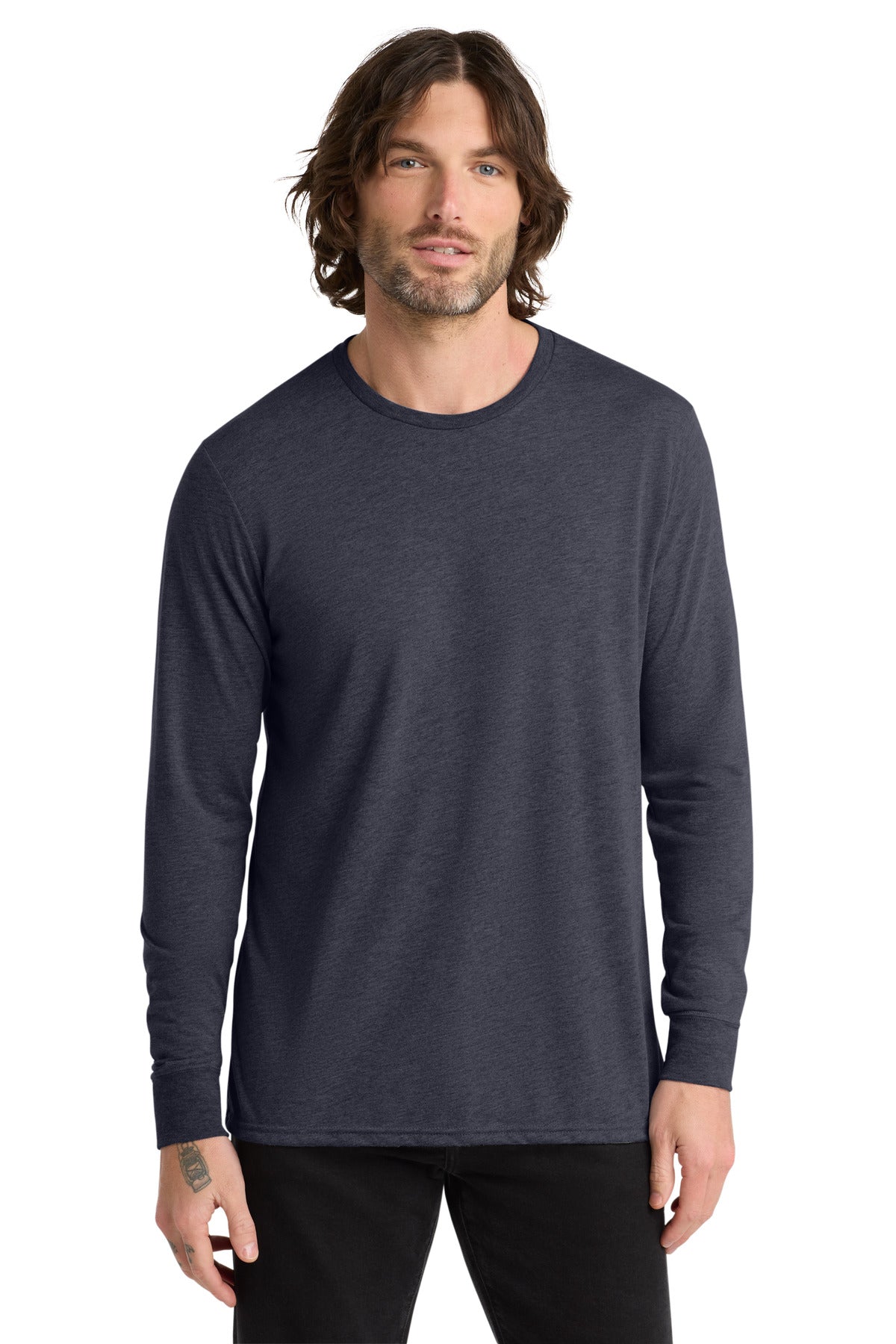 Front View of Rebel Blue Allmade Unisex Tri-Blend Long Sleeve Tee AL6004