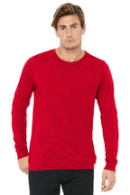 Front View of Red BELLA+CANVAS Unisex Jersey Long Sleeve Tee. BC3501