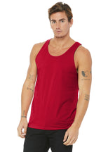 Front View of Red BELLA+CANVAS Unisex Jersey Tank. BC3480