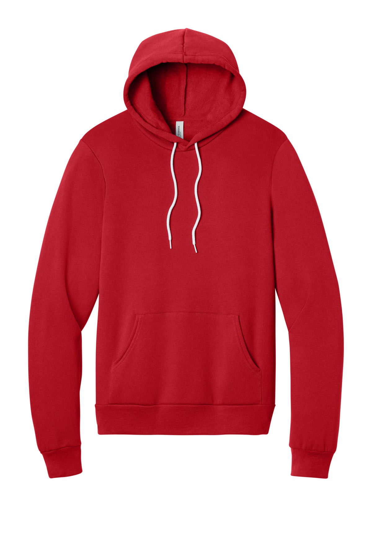 Front View of Red BELLA+CANVAS Unisex Sponge Fleece Pullover Hoodie. BC3719