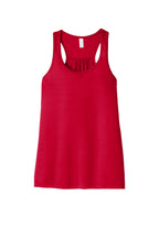Front View of Red BELLA+CANVAS Women's Flowy Racerback Tank. BC8800