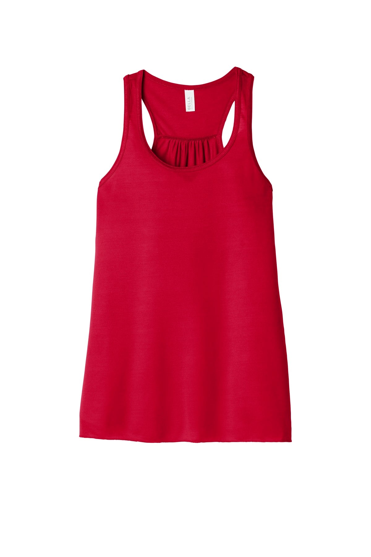 Front View of Red BELLA+CANVAS Women's Flowy Racerback Tank. BC8800