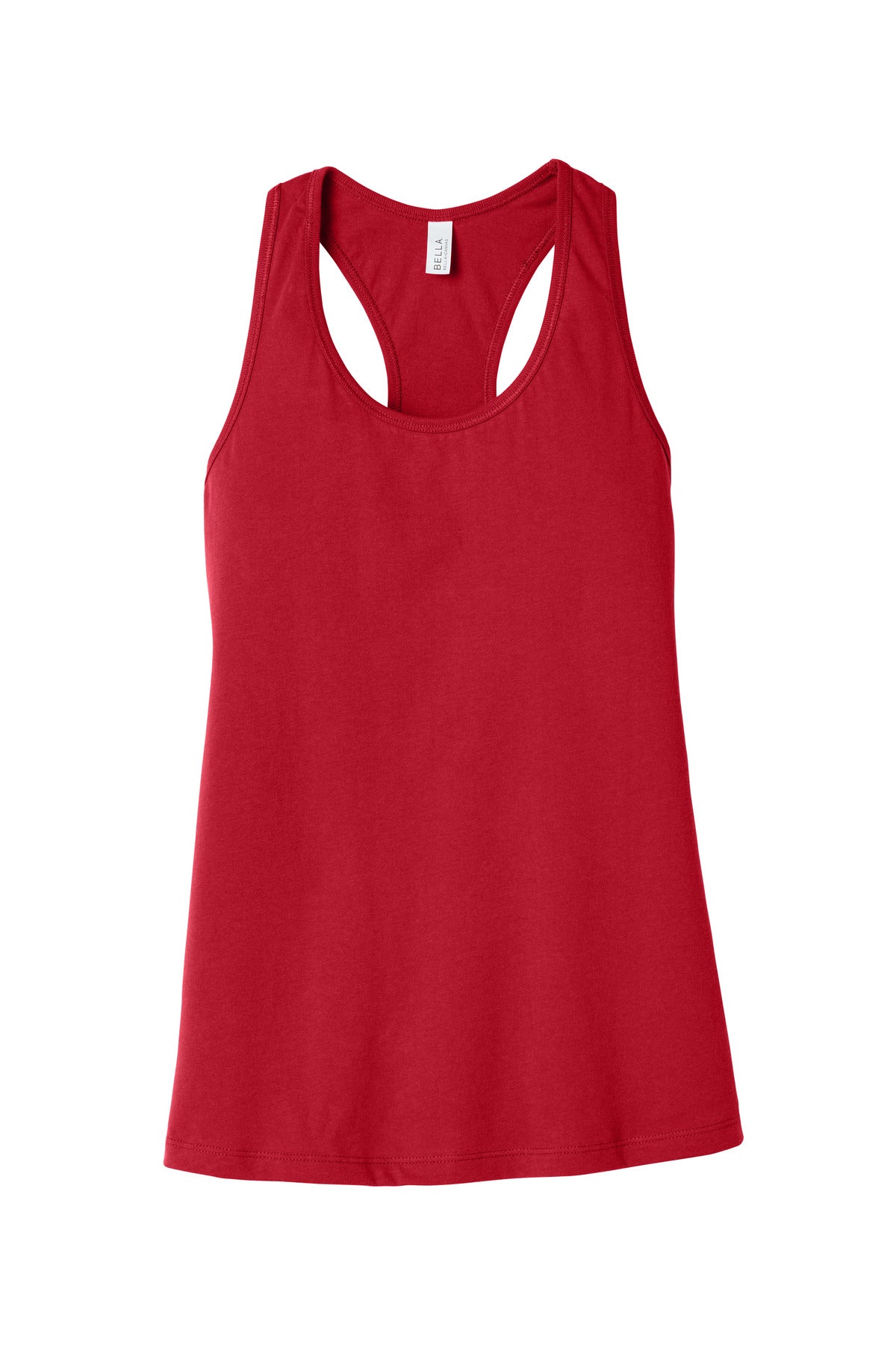 Front View of Red BELLA+CANVAS Women's Jersey Racerback Tank. BC6008