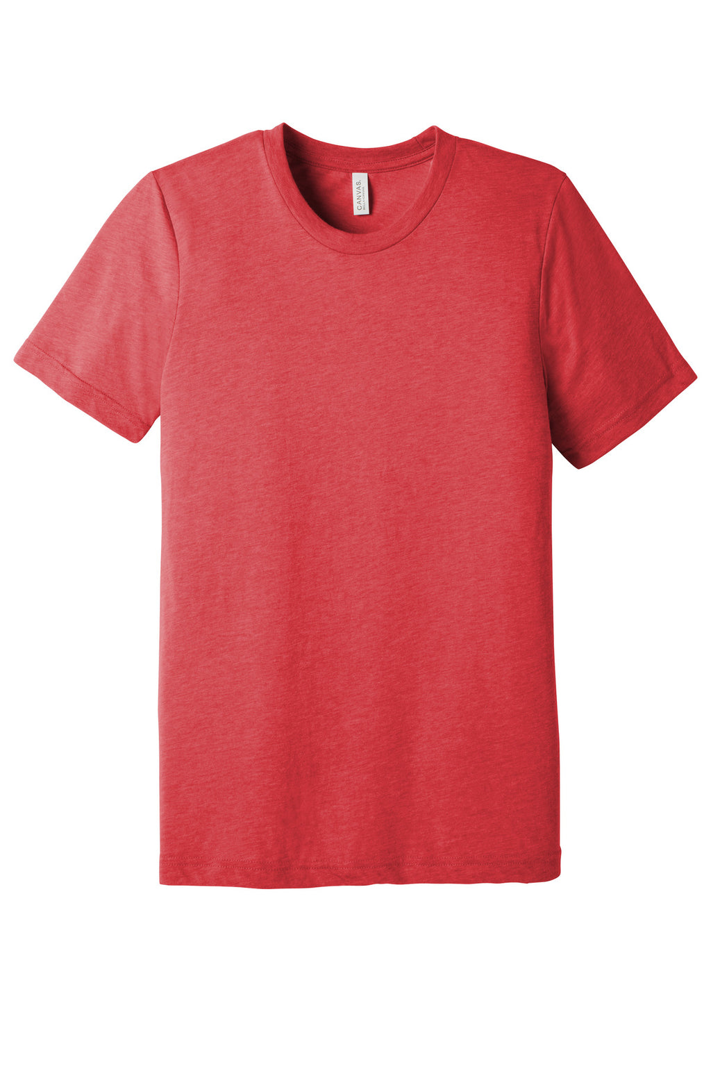 Front View of Red TB BELLA+CANVAS Unisex Triblend Short Sleeve Tee. BC3413