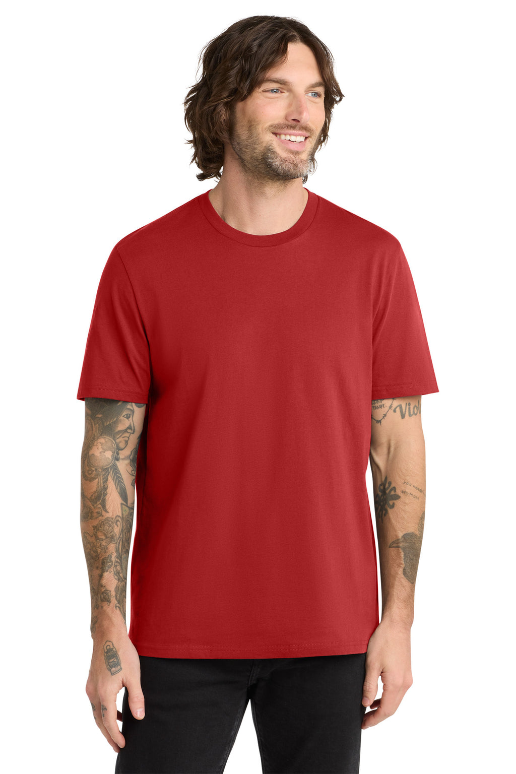 Front View of RevlutnRed Allmade Unisex Organic Cotton Tee. AL2100