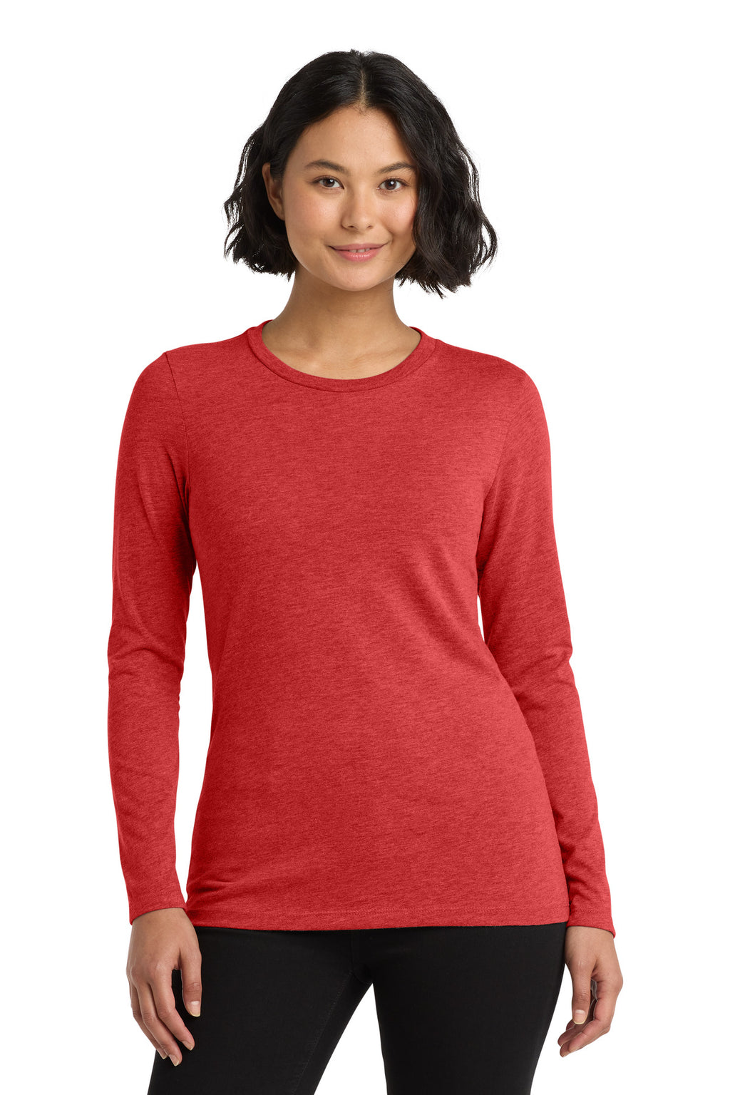 Front View of Rise Up Red Allmade Women's Tri-Blend Long Sleeve Tee AL6008