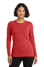 Front View of Rise Up Red Allmade Women's Tri-Blend Long Sleeve Tee AL6008