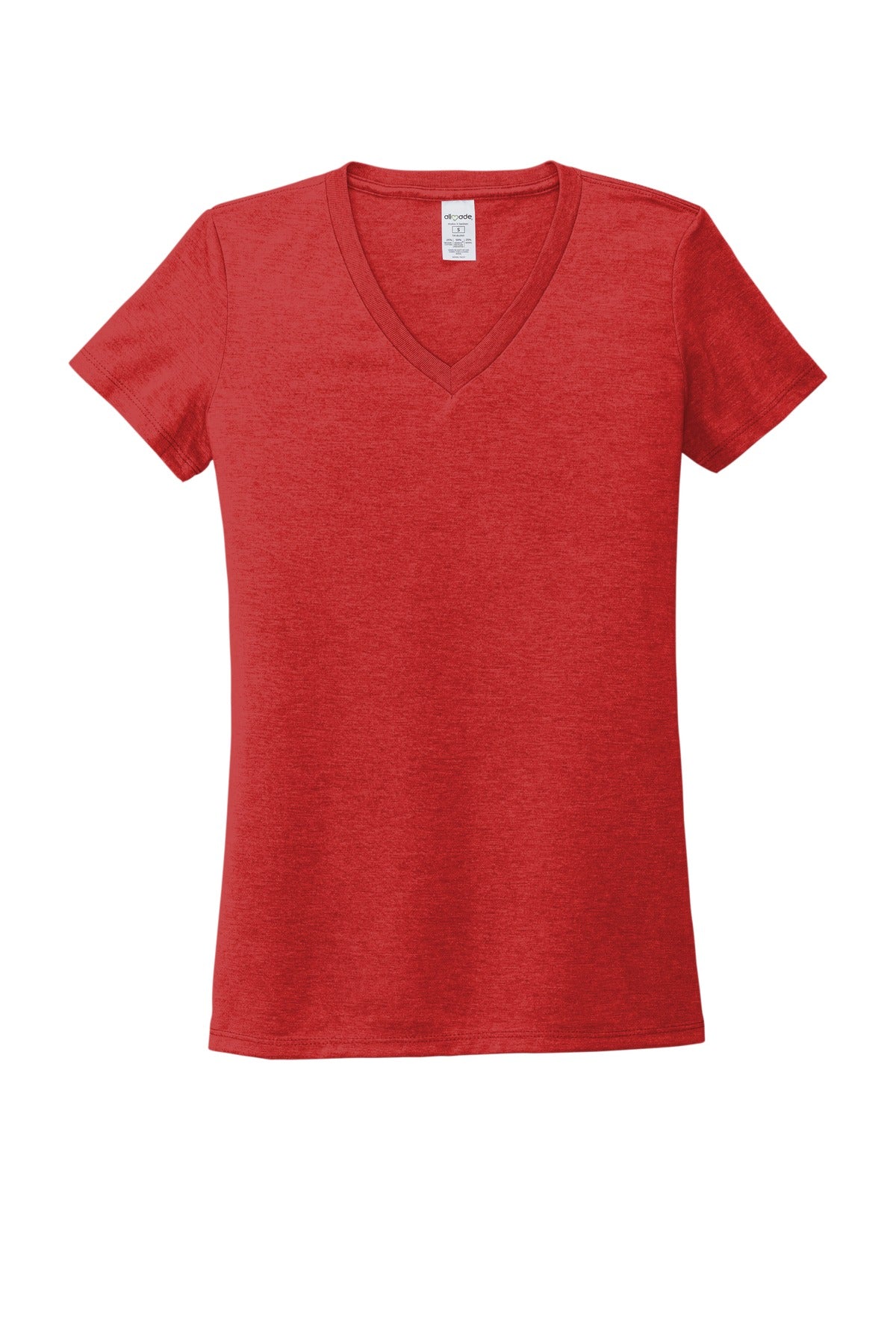 Front View of Rise Up Red Allmade Women's Tri-Blend V-Neck Tee AL2018