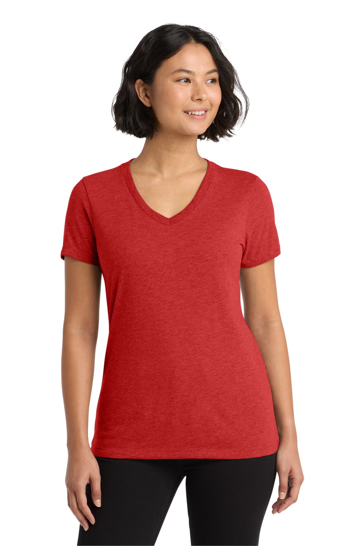 Front View of Rise Up Red Allmade Women's Tri-Blend V-Neck Tee AL2018