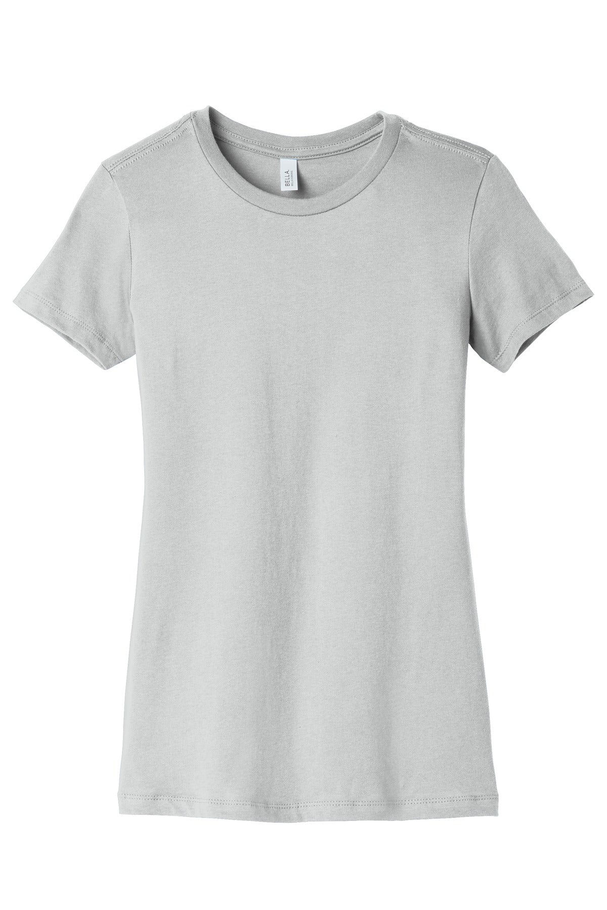Front View of Silver BELLA+CANVAS Women's Slim Fit Tee. BC6004