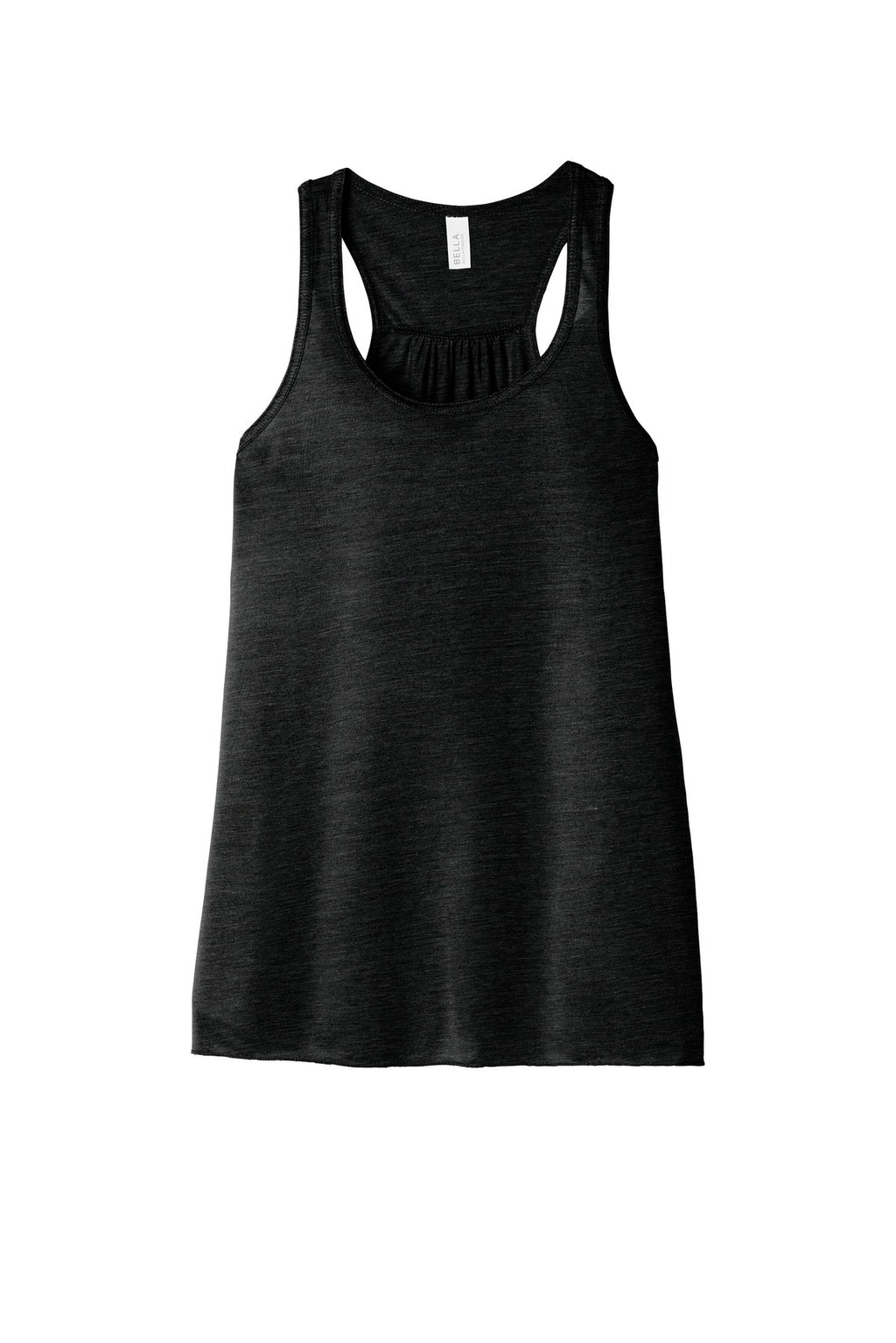 Front View of Sld Black Slub BELLA+CANVAS Women's Flowy Racerback Tank. BC8800
