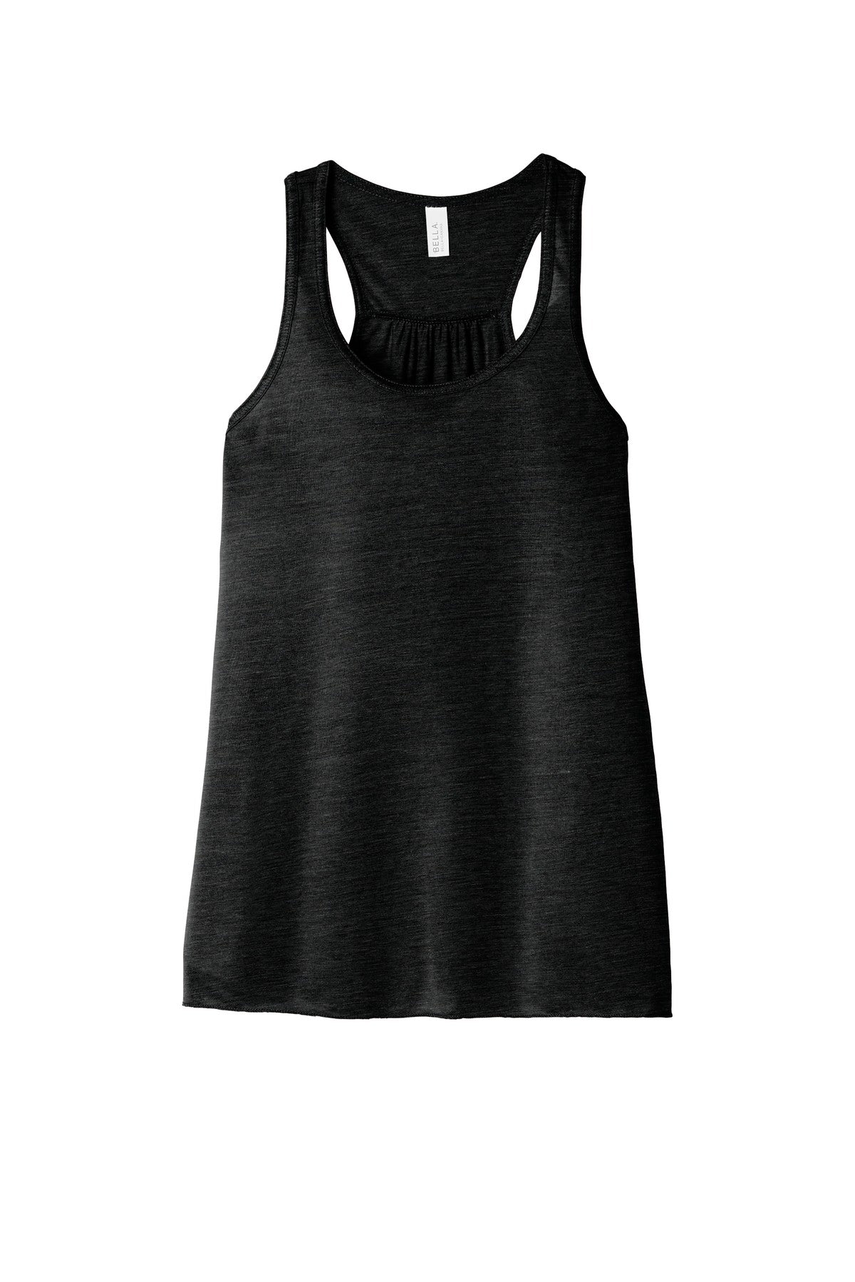 Front View of Sld Black Slub BELLA+CANVAS Women's Flowy Racerback Tank. BC8800