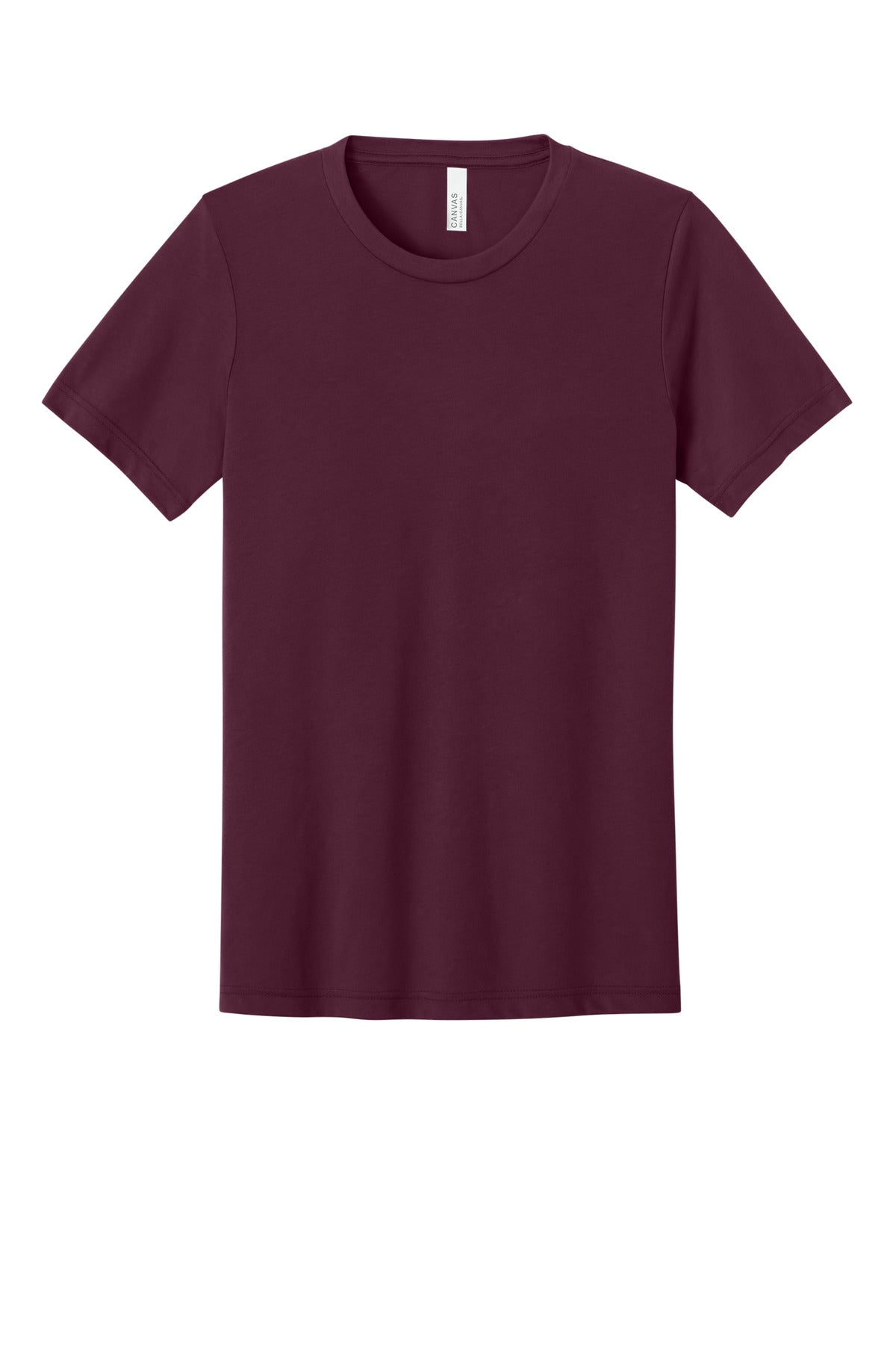 Front View of Sld Maroon TB BELLA+CANVAS Unisex Triblend Short Sleeve Tee. BC3413