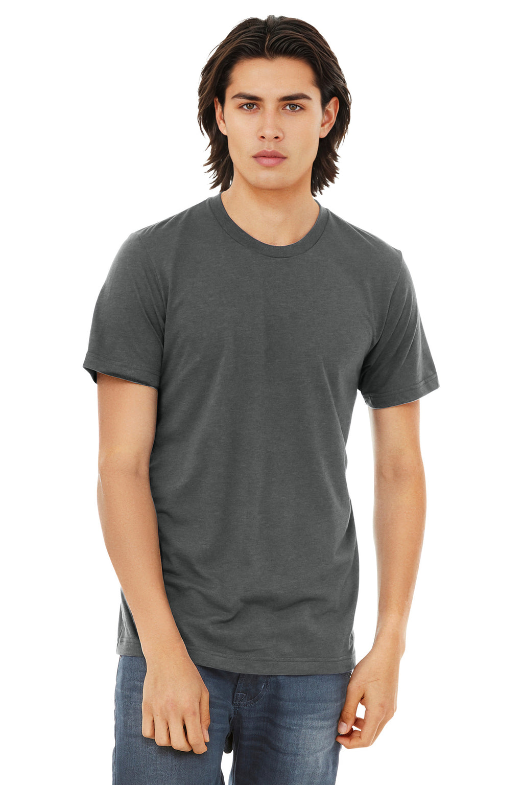 Front View of SldAsphTb BELLA+CANVAS Unisex Triblend Short Sleeve Tee. BC3413