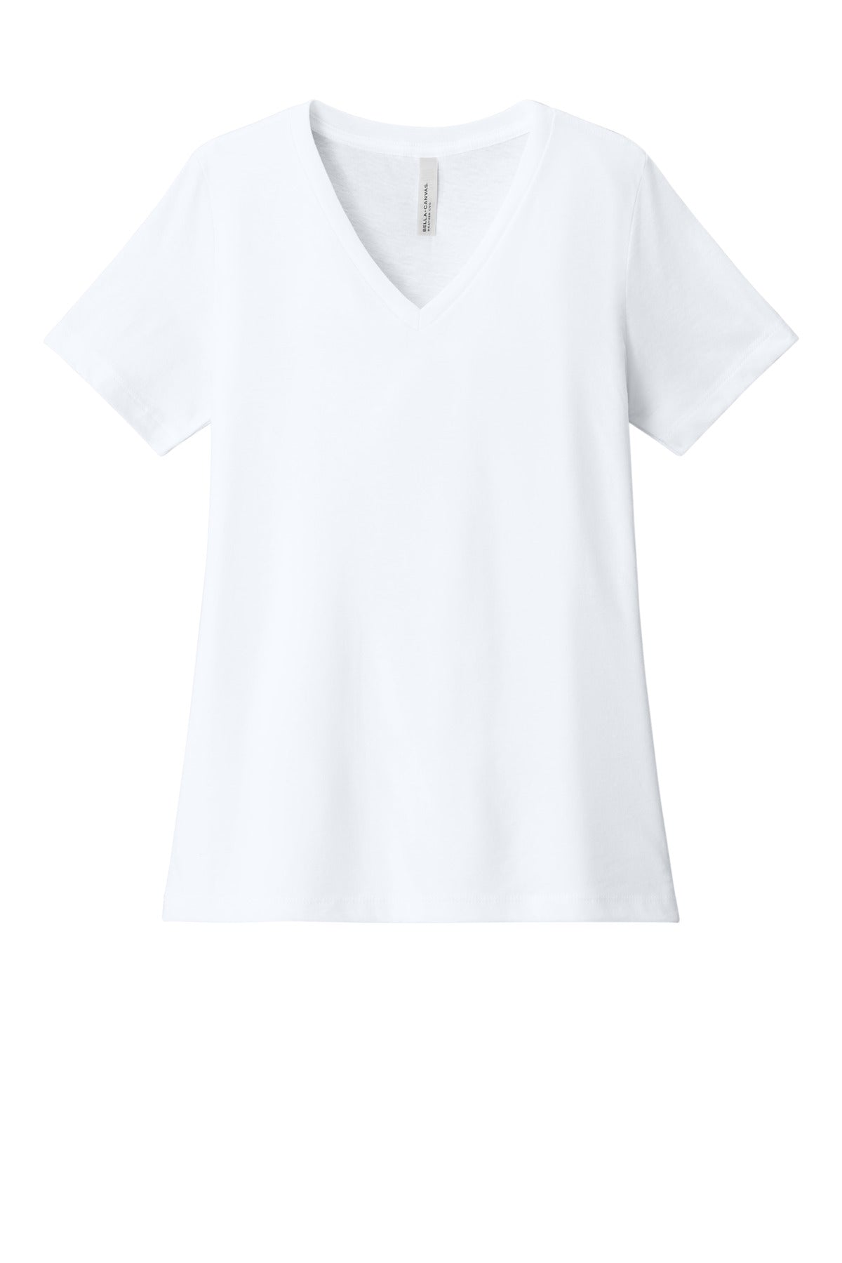 Front View of SldWhBlend BELLA+CANVAS Women's Relaxed Heather CVC V-Neck Tee BC6405CVC
