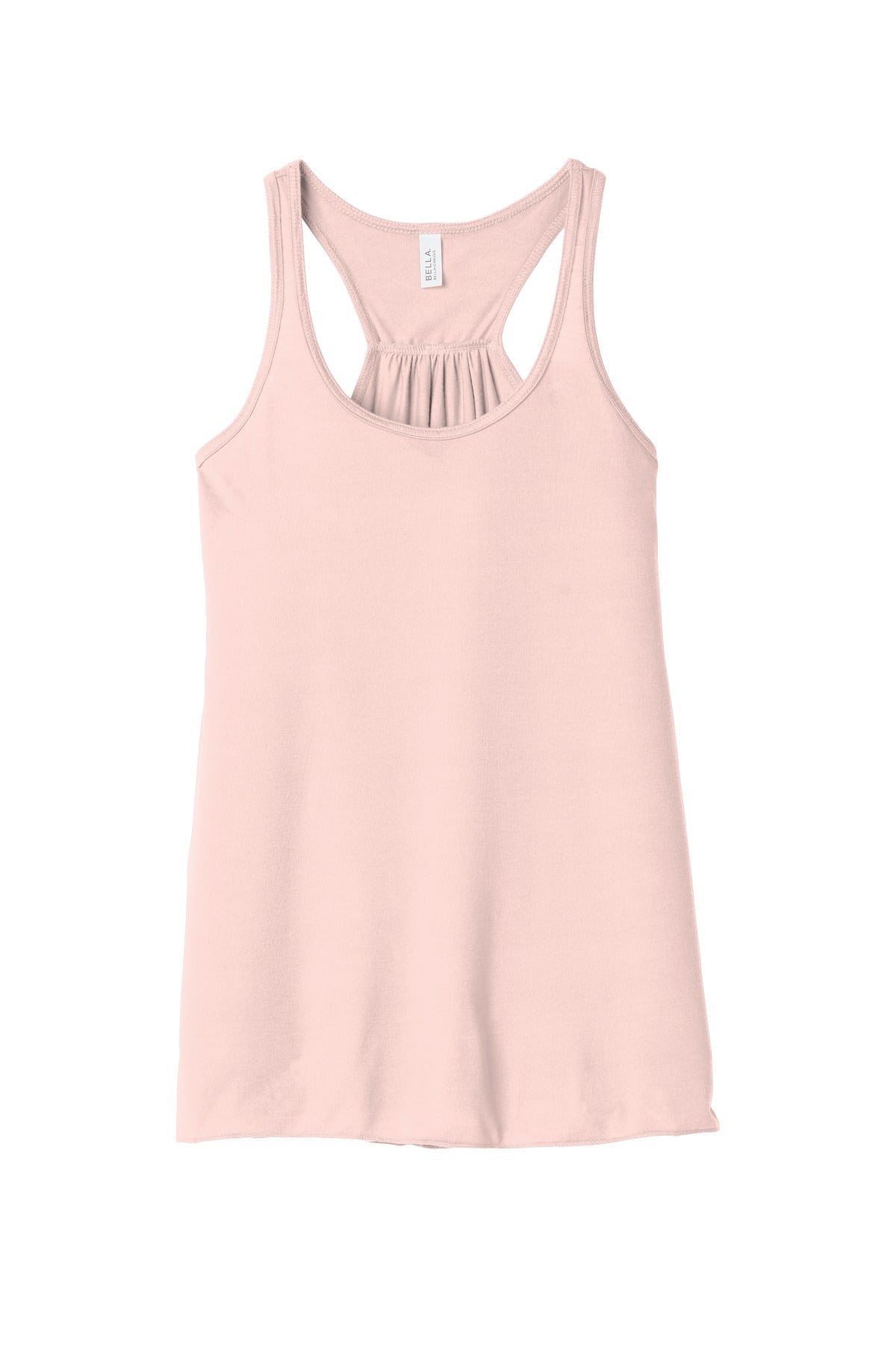 Front View of Soft Pink BELLA+CANVAS Women's Flowy Racerback Tank. BC8800