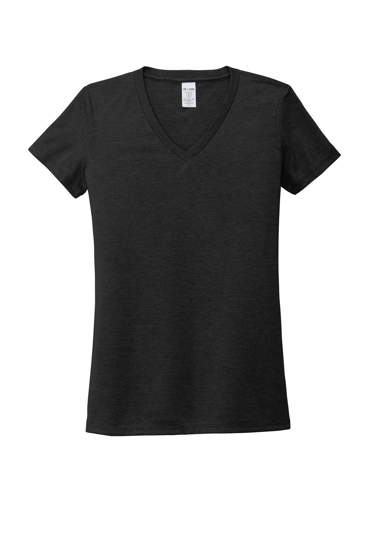 Front View of Space Black Allmade Women's Tri-Blend V-Neck Tee AL2018