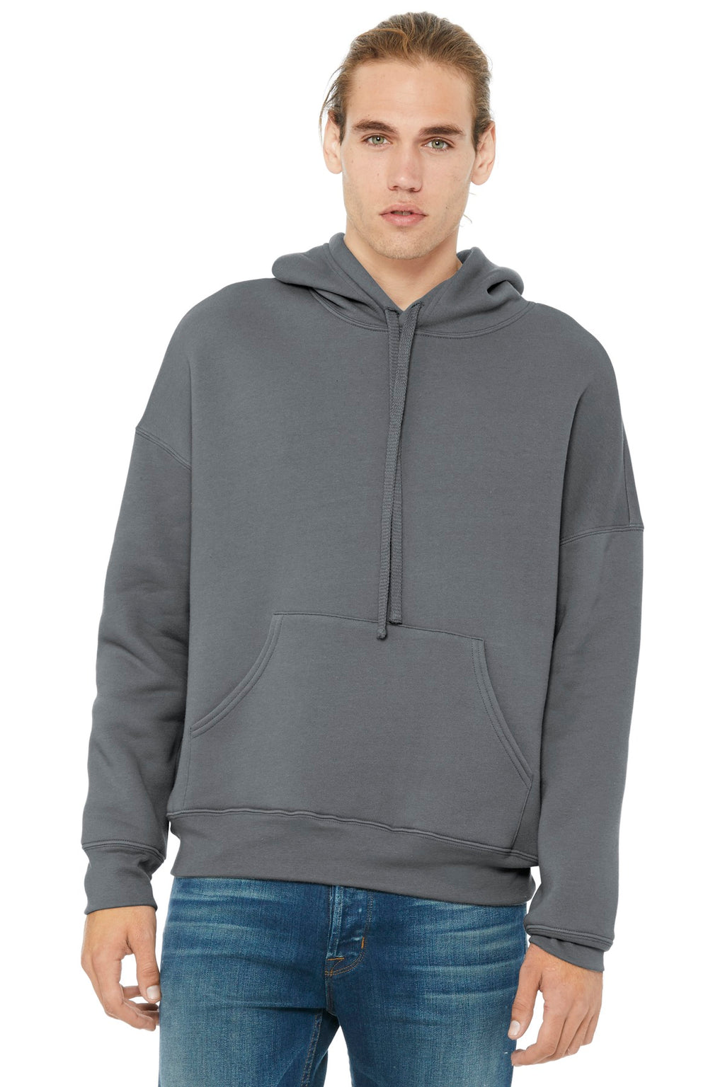 Front View of Storm BELLA+CANVAS Unisex Sponge Fleece Pullover DTM Hoodie. BC3729