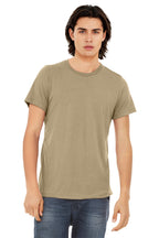 Front View of Tan TB BELLA+CANVAS Unisex Triblend Short Sleeve Tee. BC3413
