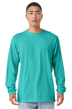 Front View of Teal BELLA+CANVAS Unisex Jersey Long Sleeve Tee. BC3501