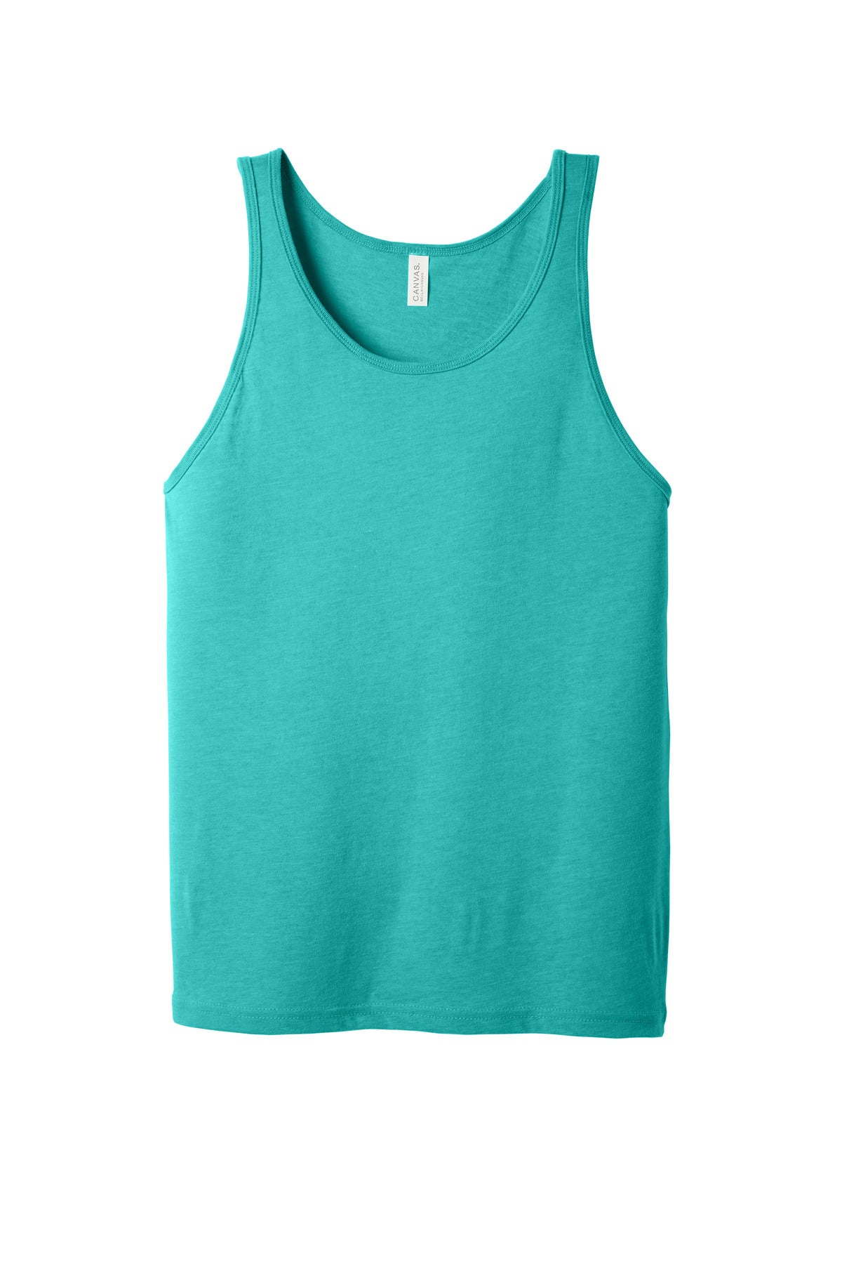 Front View of Teal BELLA+CANVAS Unisex Jersey Tank. BC3480