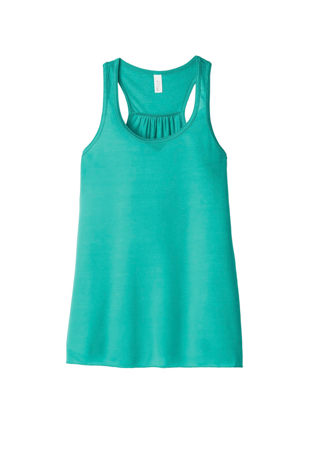 Front View of Teal BELLA+CANVAS Women's Flowy Racerback Tank. BC8800