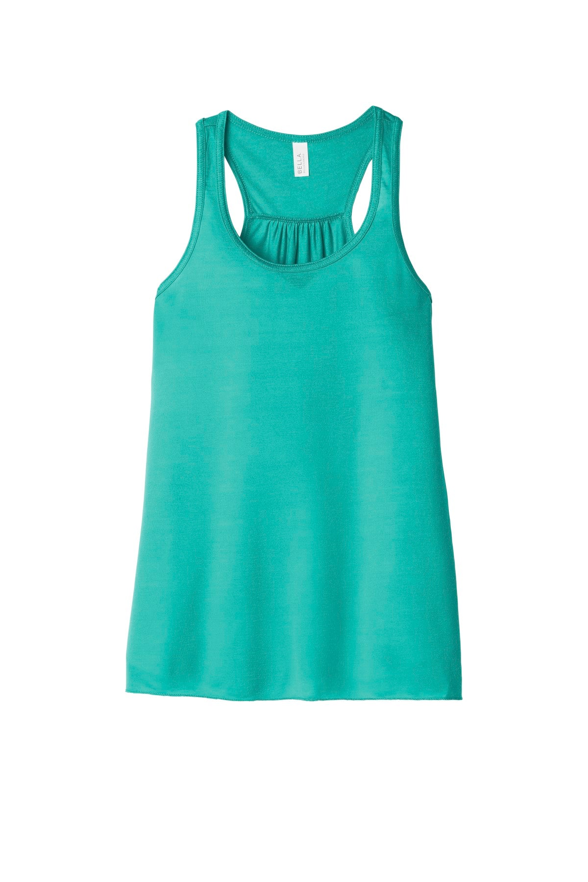 Front View of Teal BELLA+CANVAS Women's Flowy Racerback Tank. BC8800