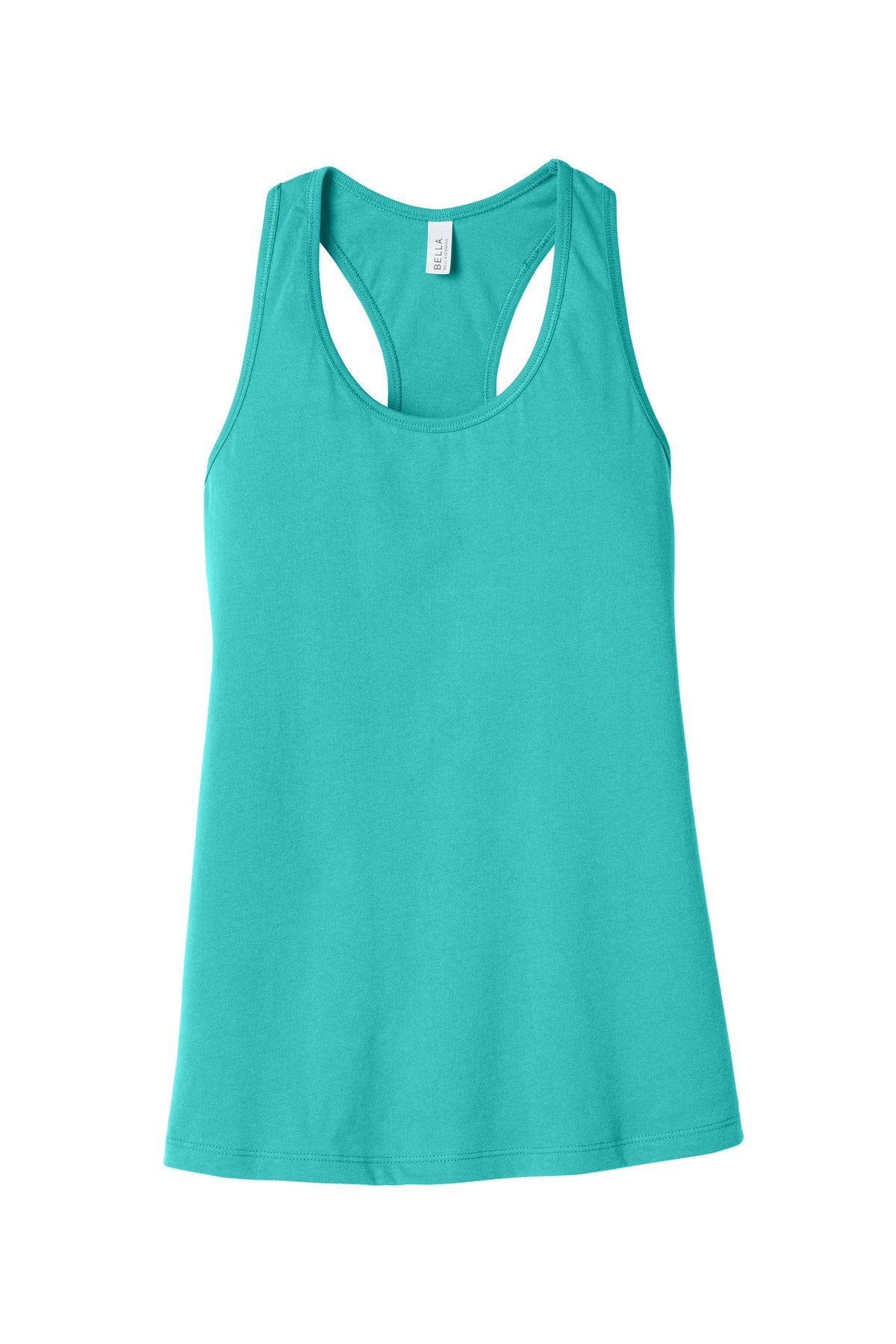 Front View of Teal BELLA+CANVAS Women's Jersey Racerback Tank. BC6008