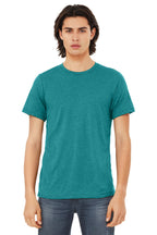 Front View of Teal TB BELLA+CANVAS Unisex Triblend Short Sleeve Tee. BC3413