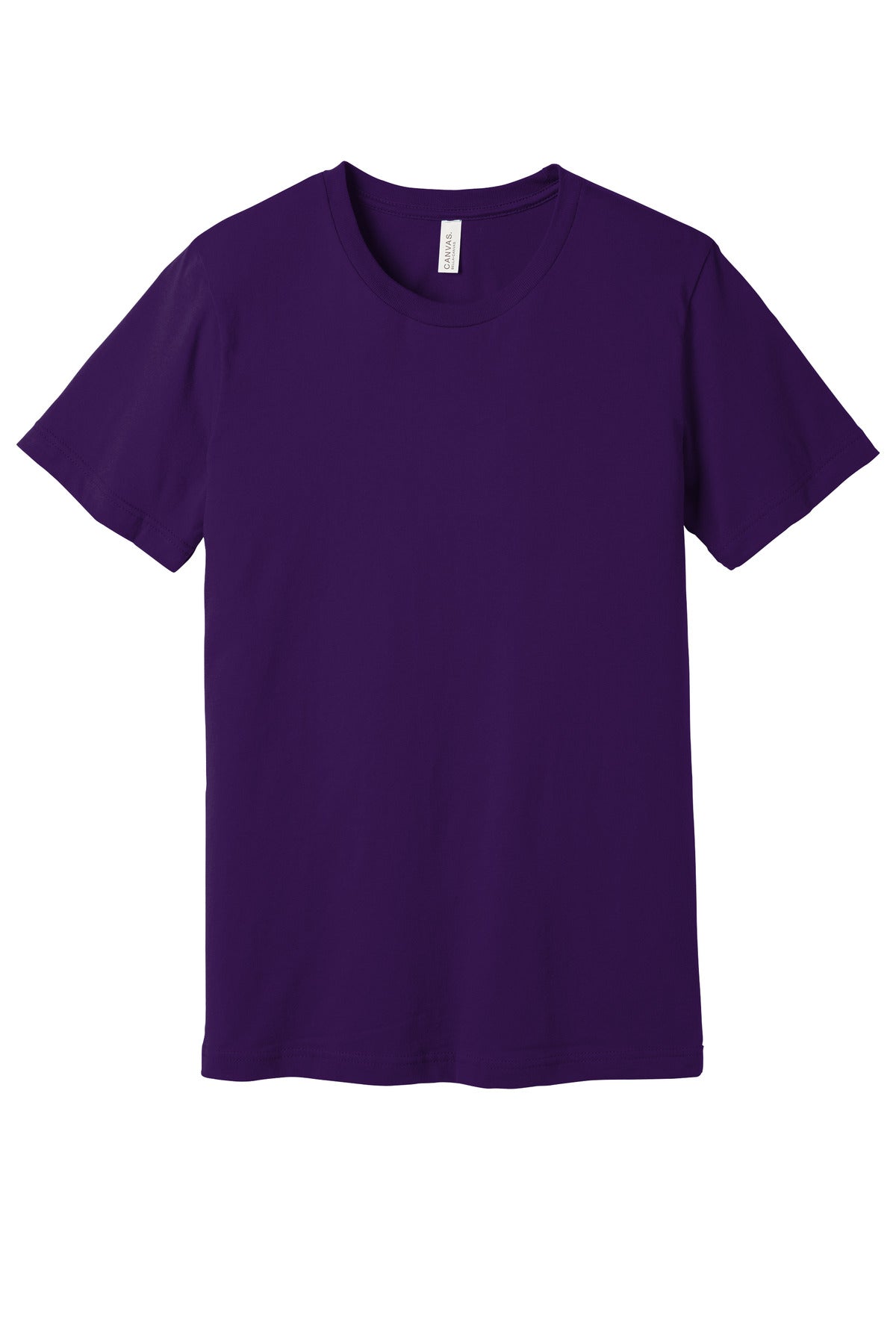 Front View of Team Purple BELLA+CANVAS Unisex Jersey Short Sleeve Tee. BC3001