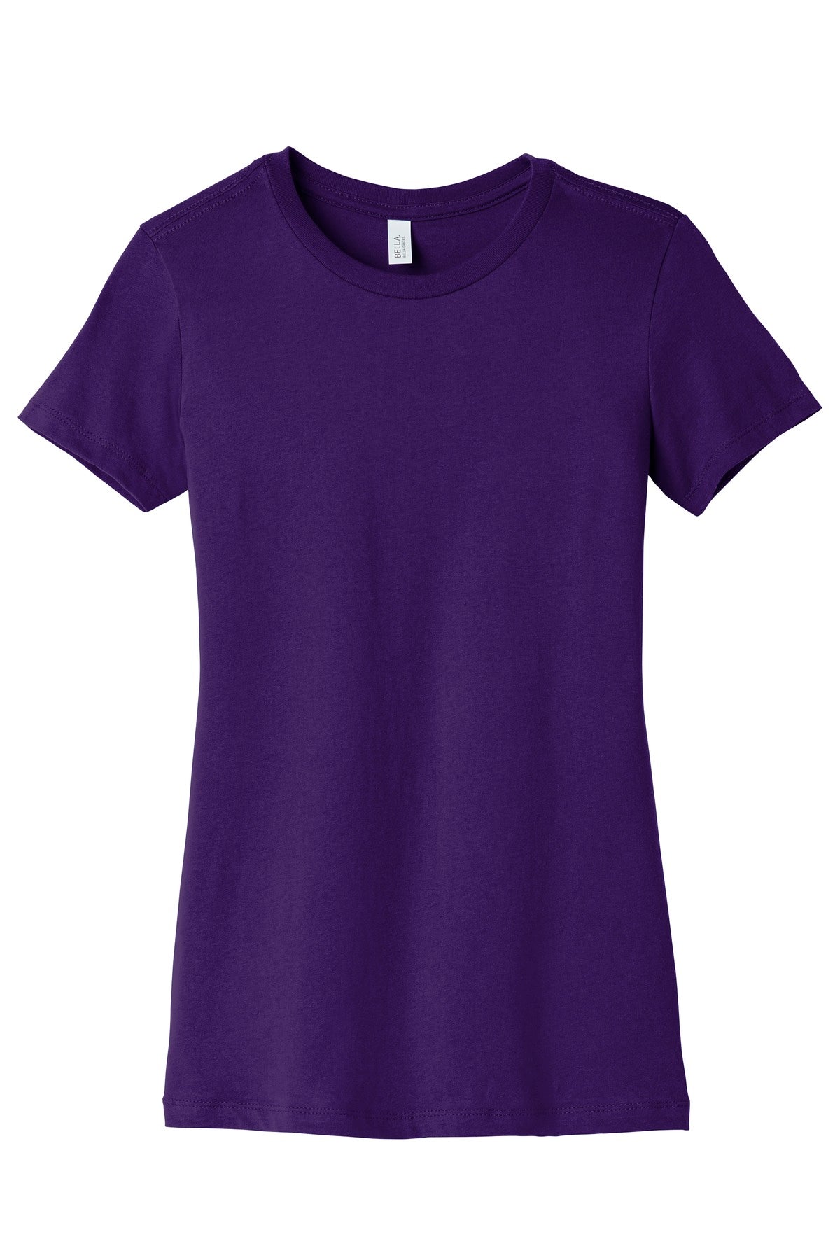 Front View of Team Purple BELLA+CANVAS Women's Slim Fit Tee. BC6004
