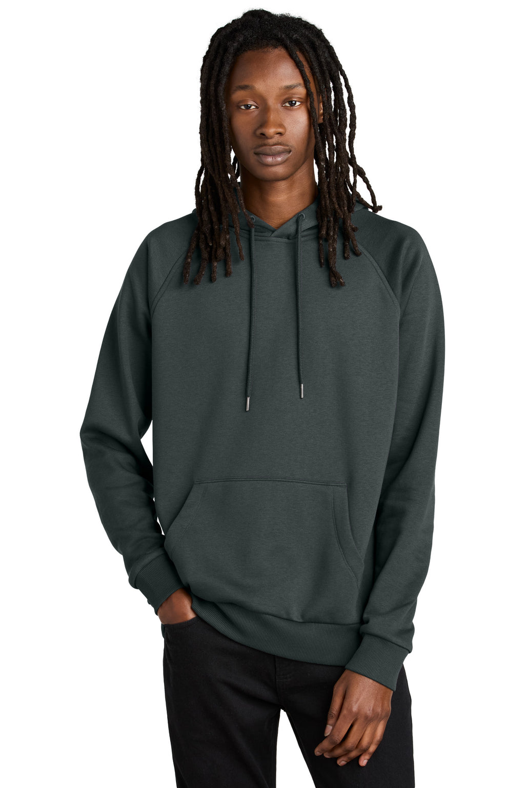 Front View of Teraingrey Allmade Unisex Organic CVC Fleece Pullover Hoodie AL5000