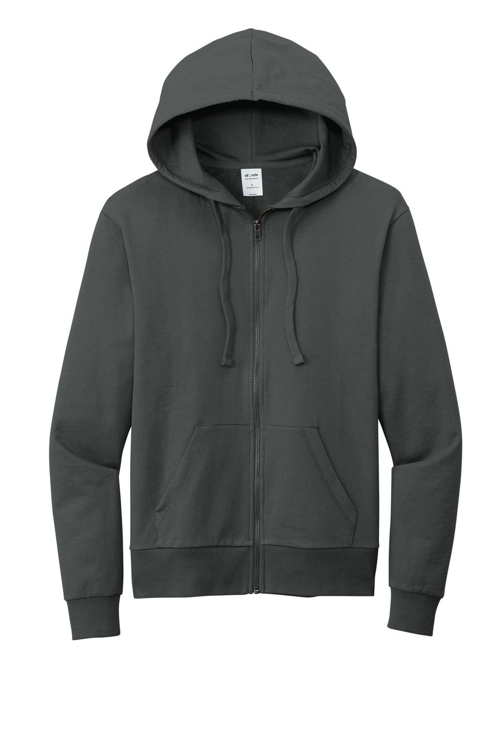 Front View of Teraingrey Allmade Unisex Organic French Terry Full-Zip Hoodie AL4002