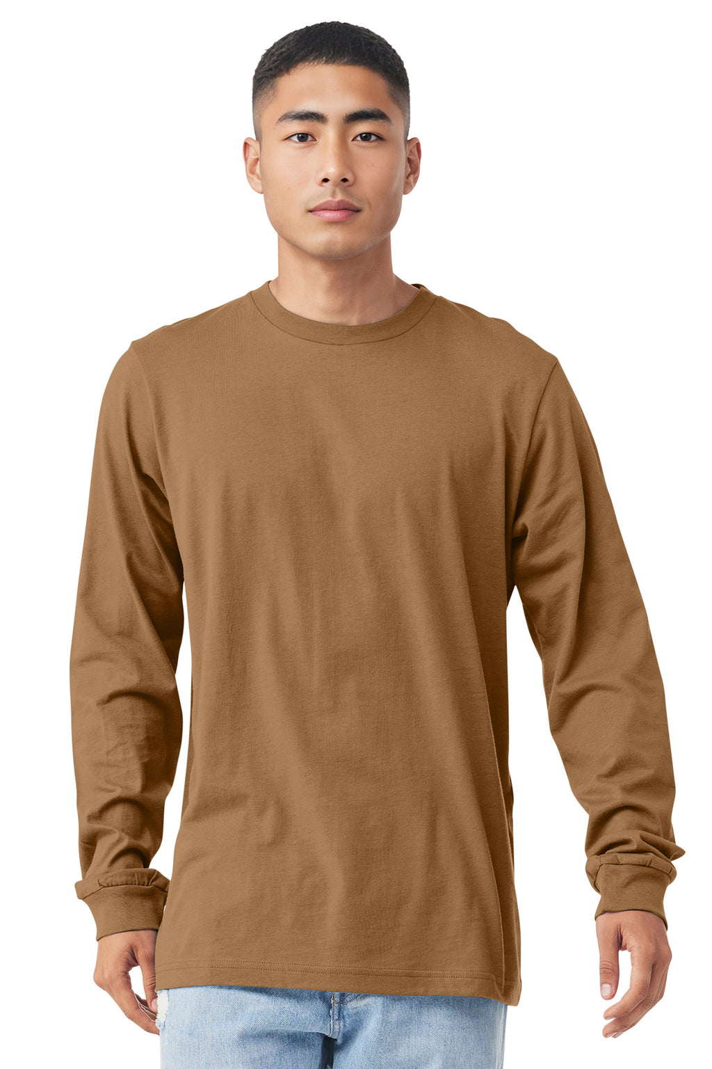 Front View of Toast BELLA+CANVAS Unisex Jersey Long Sleeve Tee. BC3501