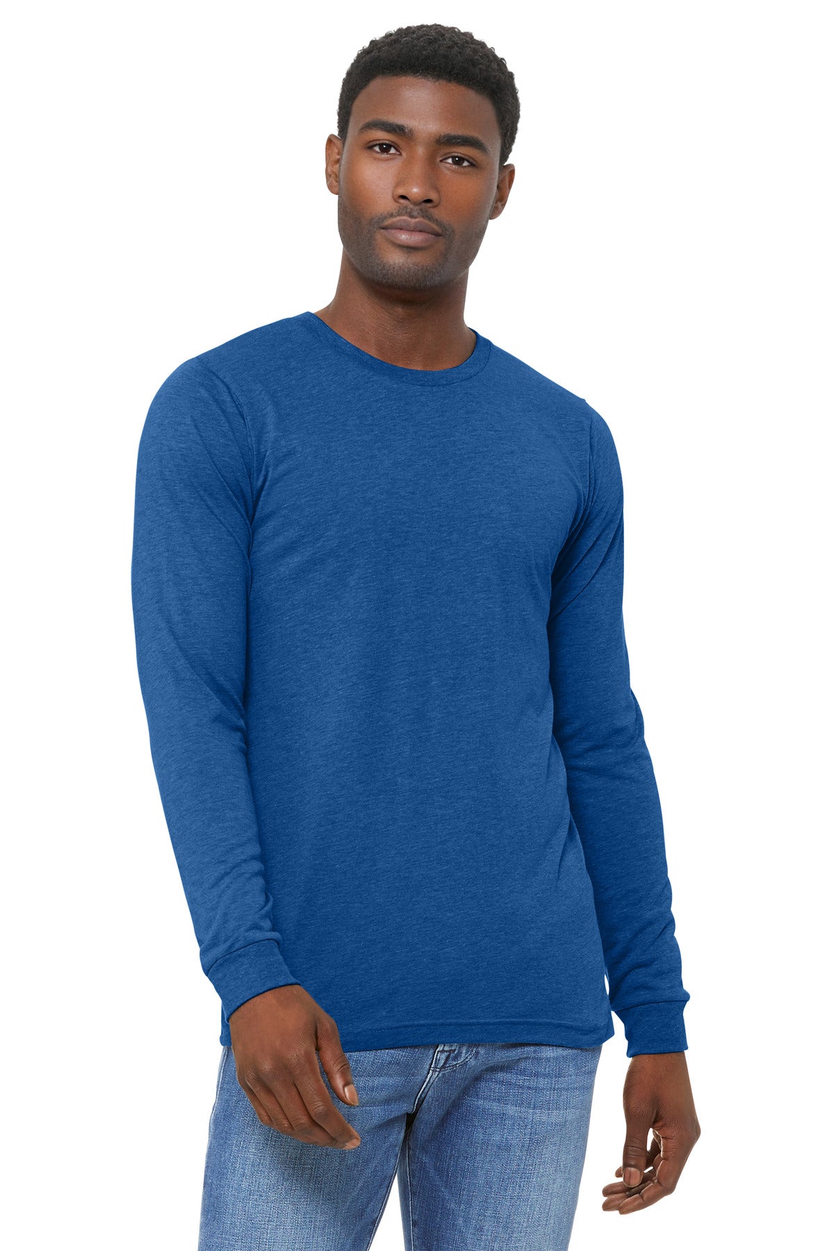 Front View of TRoyalTB BELLA+CANVAS Unisex Triblend Long Sleeve Tee BC3513