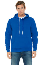 Front View of True Royal BELLA+CANVAS Unisex Sponge Fleece Pullover Hoodie. BC3719