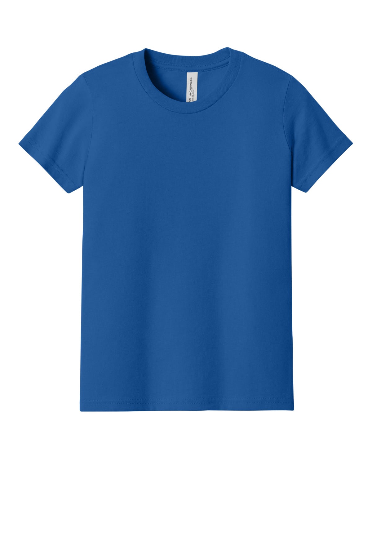 Front View of True Royal BELLA+CANVAS Youth Jersey Short Sleeve Tee. BC3001Y