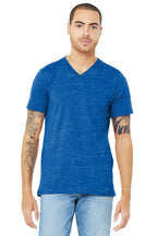 Front View of True Royl Marb BELLA+CANVAS Unisex Jersey Short Sleeve V-Neck Tee. BC3005