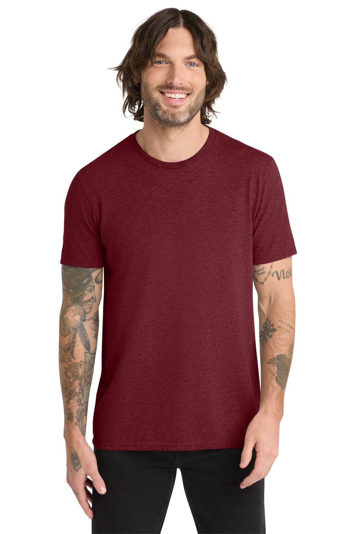 Front View of Vino Red Allmade Unisex Tri-Blend Tee AL2004
