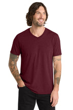 Front View of Vino Red Allmade Unisex Tri-Blend V-Neck Tee AL2014