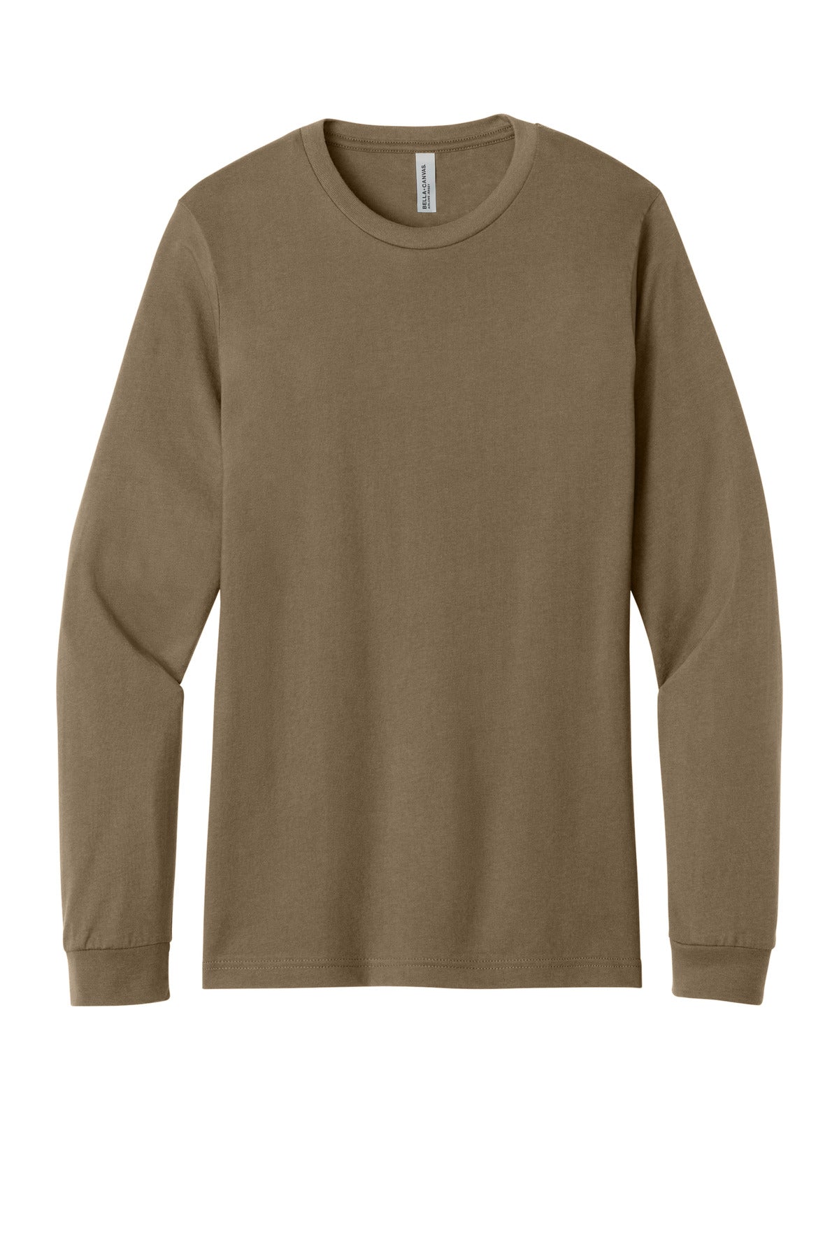 Front View of VintageBrn BELLA+CANVAS Unisex Jersey Long Sleeve Tee. BC3501