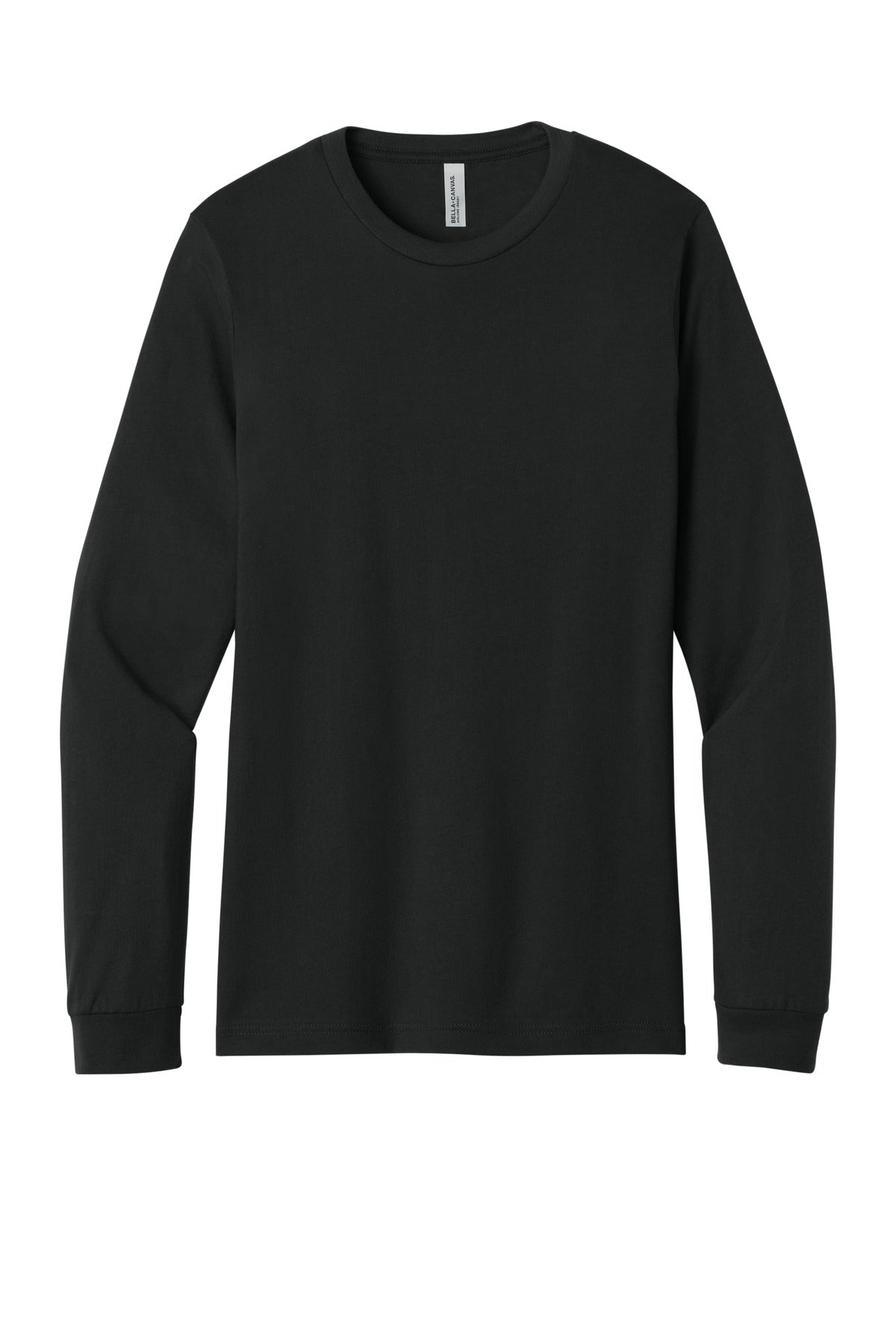 Front View of VtgBlack BELLA+CANVAS Unisex Jersey Long Sleeve Tee. BC3501