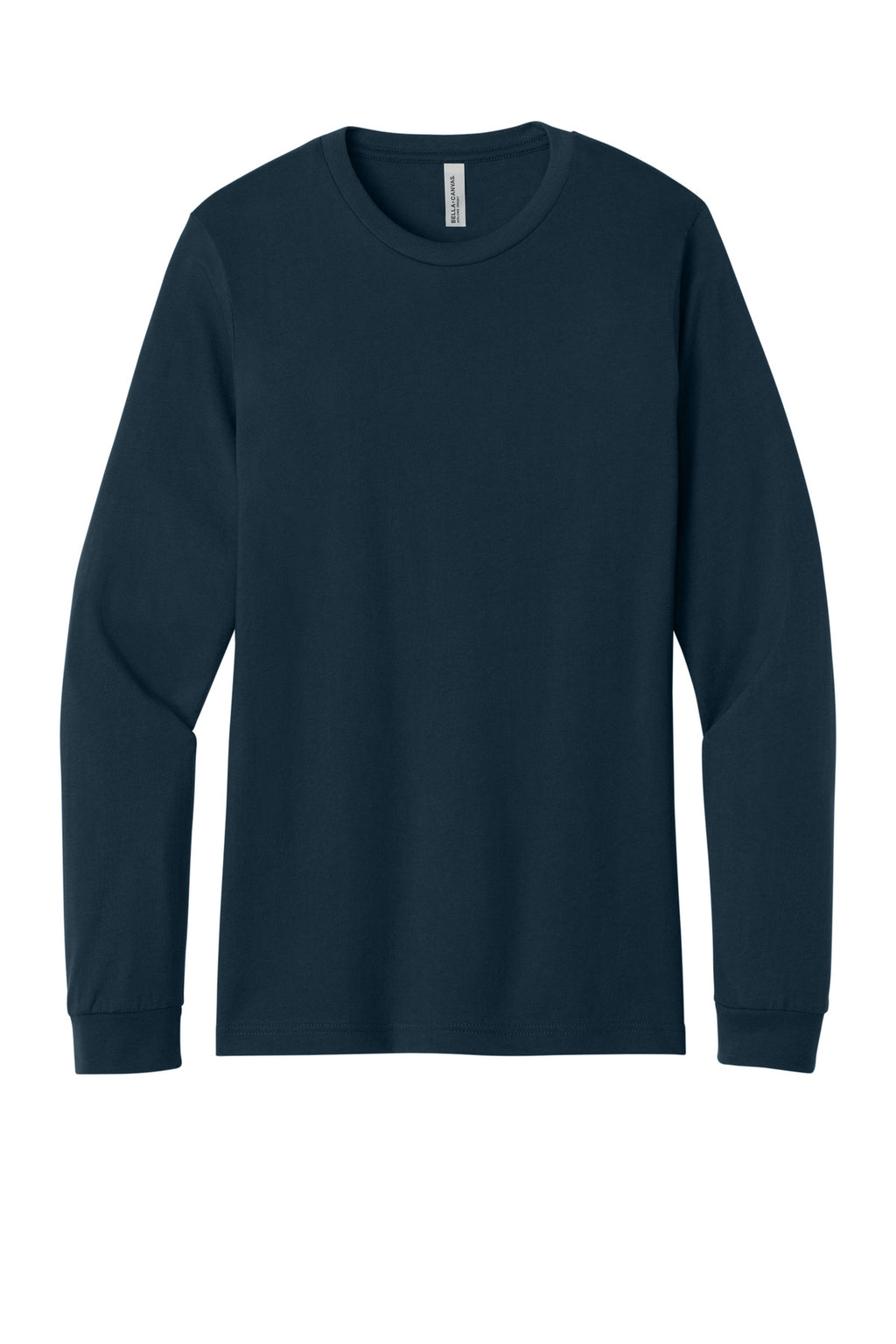 Front View of VtgNavy BELLA+CANVAS Unisex Jersey Long Sleeve Tee. BC3501