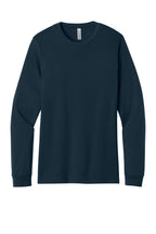 Front View of VtgNavy BELLA+CANVAS Unisex Jersey Long Sleeve Tee. BC3501