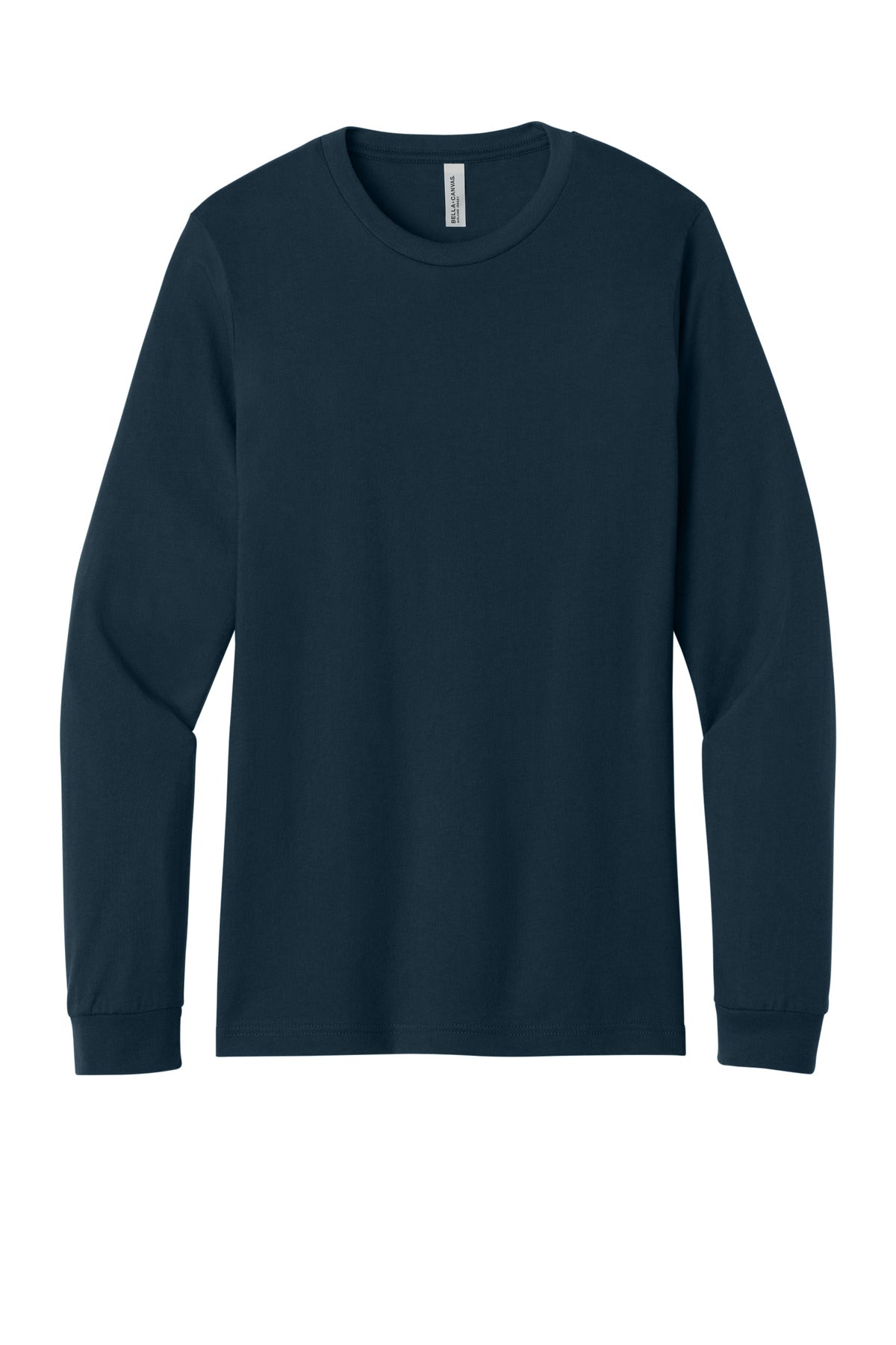 Front View of VtgNavy BELLA+CANVAS Unisex Jersey Long Sleeve Tee. BC3501