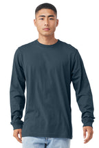 Front View of VtgNavy BELLA+CANVAS Unisex Jersey Long Sleeve Tee. BC3501