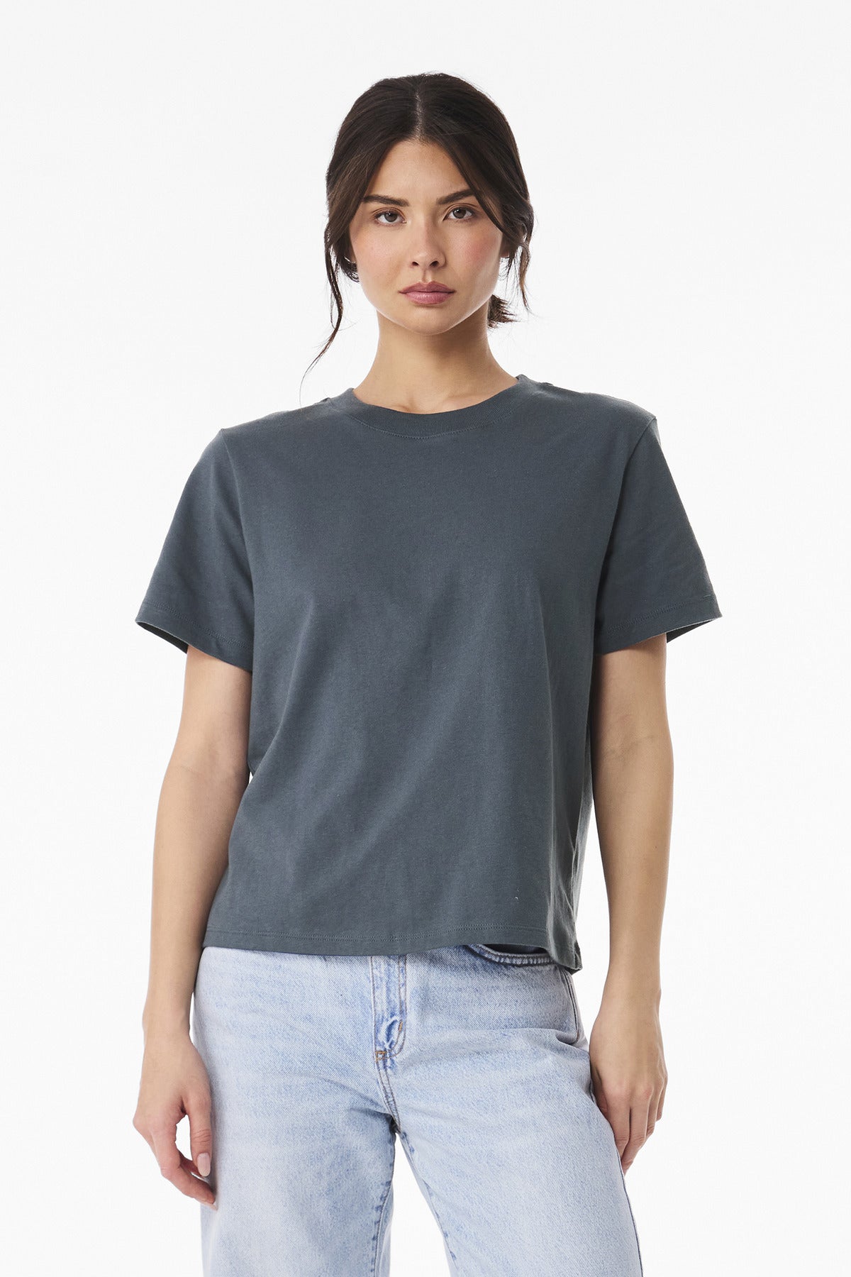 Front View of VtgNavy BELLA+CANVAS Women's 6-Ounce Heavyweight Tee BC6110