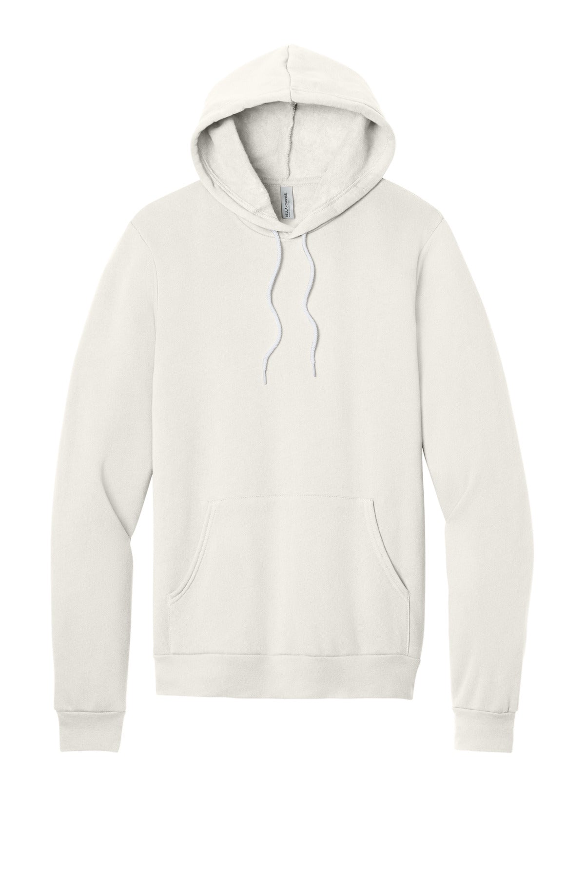 Front View of VtgWhite BELLA+CANVAS Unisex Sponge Fleece Pullover Hoodie. BC3719