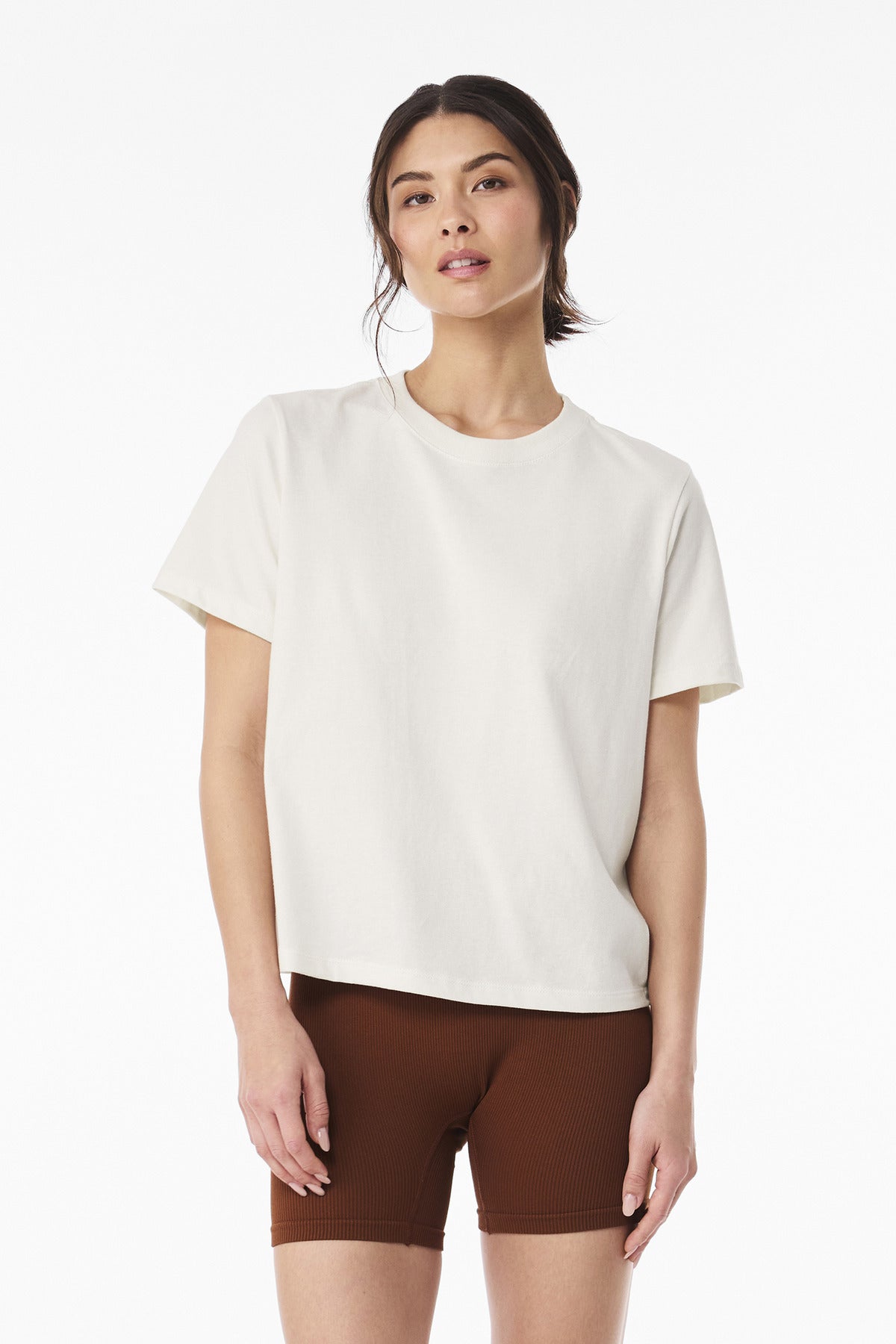 Front View of VtgWhite BELLA+CANVAS Women's 6-Ounce Heavyweight Tee BC6110